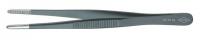 10U077 Tweezers, Blunt, Straight, 5-3/4 In, Blk