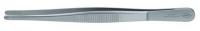 10U078 Tweezers, Blunt, Straight, Serrated, 5-3/4