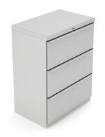 10W757 Lateral File, 3-Drawer, R-Handle, Grey