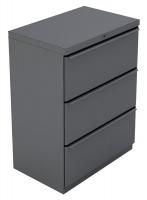 10W759 Lateral File, 3-Drawer, R-Handle, Charcoal