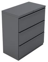 10W762 Lateral File, 3-Drawer, R-Handle, Charcoal