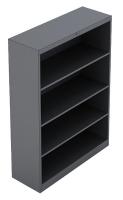 10W783 Bookcase, 4-Shelf, 48 In. H, Charcoal