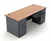 10Y627 Office Desk, Double Pedestal, Charcoal