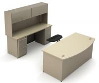 10Y629 Office Desk with Hutch, Taupe