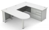 10Y634 Office Desk, U-Shape, Gray