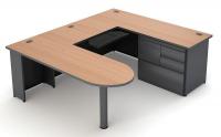 10Y636 Office Desk, U-Shape, Charcoal