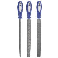 10Z758 Hand File Set, Bastard/Smooth, 8 In L, 3 Pc