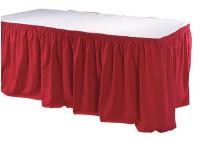11N675 Table Skirting, 13 Ft., Shirred, Red