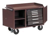12A914 Rolling Cabinet, 48 x26x36, 6 Drawer, Brown