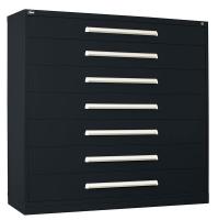 12C789 Double Wide Cabinet, 7 Drawers, Black