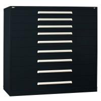 12C790 Double Wide Cabinet, 9 Drawers, Black