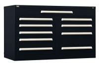 12C794 Stationary Work Center, 10 Drawers, Black