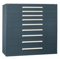 12C817 Double Wide Cabinet, 9 Drawers, Gray