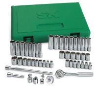 12D199 Socket Set, 1/4 In Dr, Metric, 6 Pt, 48 Pcs