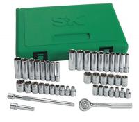 12D201 Socket Set, 1/4 In Dr, Metric, 6 Pt, 44 Pcs