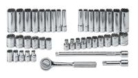 12D208 Socket Set, 1/4 In Dr, Metric, 12 Pt, 41 Pcs