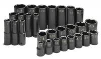 12D217 Socket Set, 1/2 In Dr, SAE, 28 Pcs