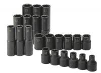 12D218 Impact Socket Set, 1/2 In Dr, Metric, 22 Pc