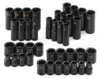 12D220 Socket Set, 3/8 In Dr, Metric, 6 Pt, 40 Pcs