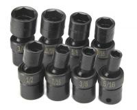 12D221 Swivel Socket Set, 3/8 Dr, SAE, 6 Pt, 8 Pcs