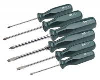 12D229 Screwdriver Set, Sure Grip, Chrome, 6 Pcs