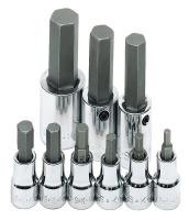 12D295 Socket Set, Hex, 3/8 In Dr, Metric, 9 Pcs