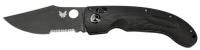 12F661 Folding Knife, Serrated, Clp Pt, Blk, 3-7/16