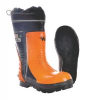 12J171 Chain Saw Boots, Steel Toe, Org/Blk, 8, PR