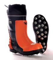 12J182 Chain Saw Boots, Steel Toe, Org/Blk, 8, PR