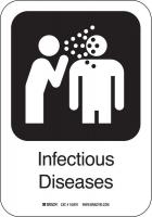 12J945 Infectious Dis Sign, 10 x 7 In, PL