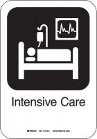 12J955 Intensive Care Sign, 10 x 7 In, PL
