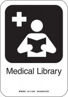 12L159 Medical Library Sign, 10 x 7 In, PL
