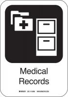 12L164 Medical Records Sign, 10 x 7 In, PL