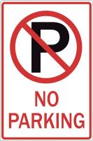 12R236 Parking Sign, 18 x 12In, R/WHT, No PRKG