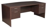 12T438 Office Desk, Bow Front, Sandia, Mocha Walnt