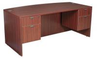 12T481 Office Desk, Bow Front, Legacy, Mahogany