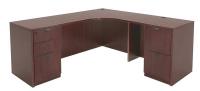 12T490 Office Desk, L-Shape, Legacy, 60W, Mahogany