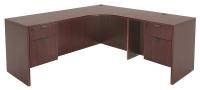 12T493 Office Desk, L-Shape, Legacy, 60W, Mahogany