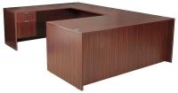 12T524 Office Desk, U-Shape, Legacy, 66W, Mahogany