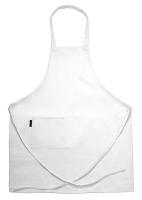 12W055 Bib Apron, Full Length, Side Pocket, White