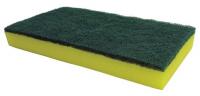 13A761 Sponge Scrubber, 9x4-1/2 In, Green/Yellow