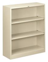 13E995 Steel Bookcase, 3-Shelf, 41 H, Putty