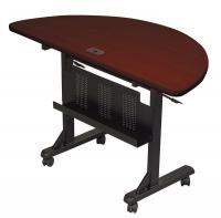 13F568 Table, Mobile, Flip Top, 1/2 Round, Mahogany