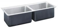 13G632 Dbl Compartment Sink, Ledgeback, 37 In L