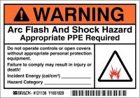 13K861 Arc Flash Label, 3-1/2 In. H, 5 In. W, PK 5