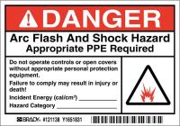 13K863 Arc Flash Label, 3-1/2 In. H, 5 In. W, PK 5