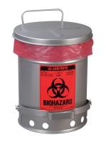 13M335 Biohazard Waste Container, 6 gal., Silver