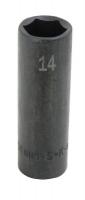 13N606 Impact Socket, Deep, 3/8 In Dr, 6 Pt, 14mm