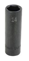 13N608 Impact Socket, Deep, 3/8 In Dr, 6 Pt, 16mm