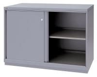 13P580 Sliding Door Shelf Cabinet, 2 Shelf, Gray